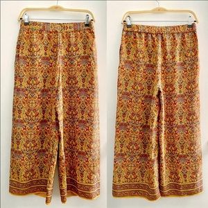 Zara Paisley Wide-leg cropped pants